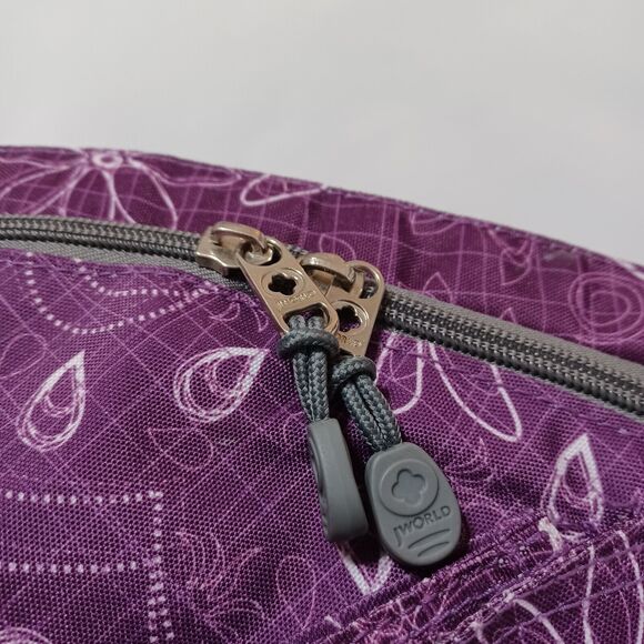 Purple Hearts and Flowers JWorld New York Sling Backpack Duracelte - Picture 7 of 8